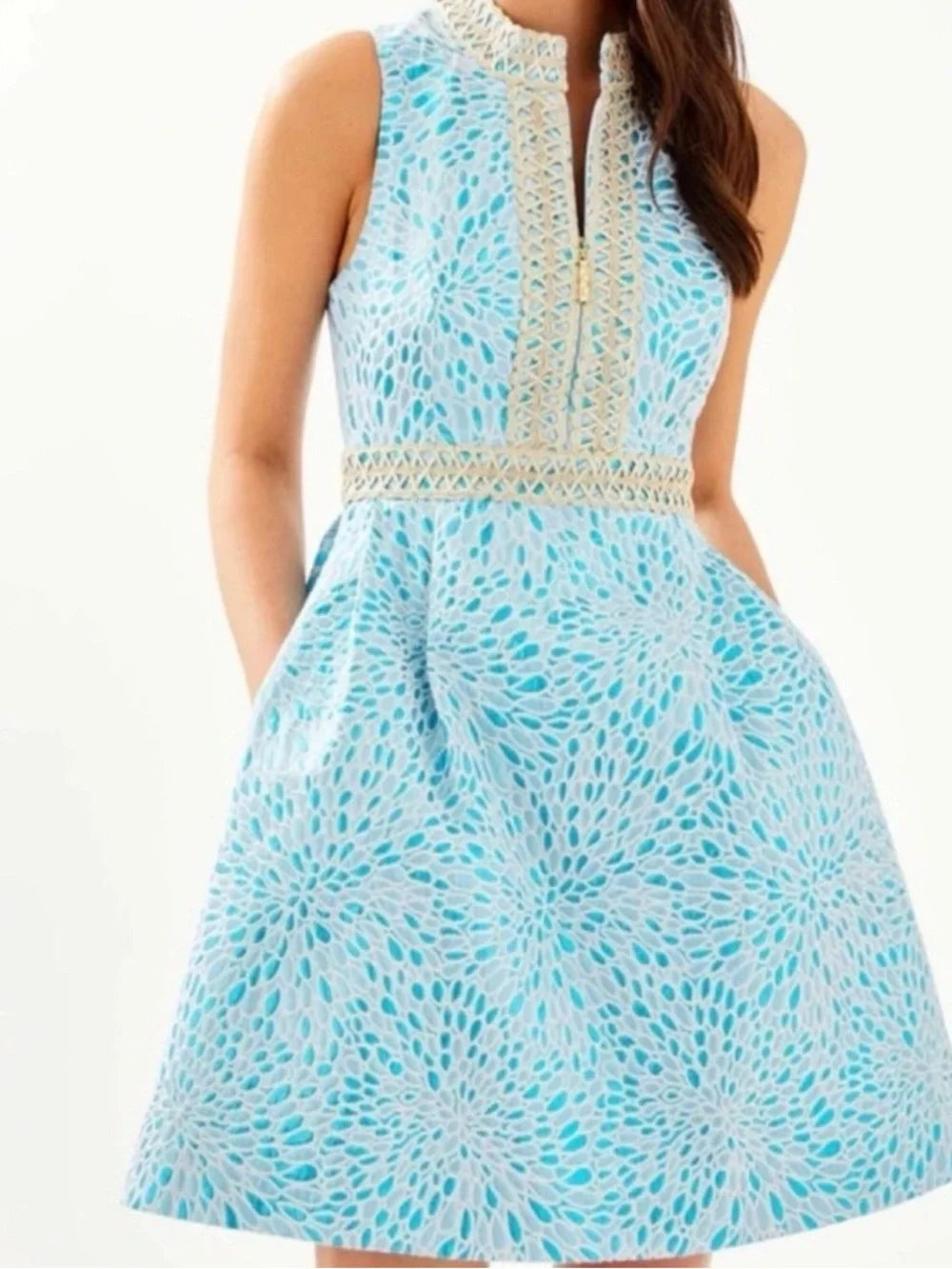 Lily Pulitzer Franci Sleeveless Blue Fit-and-Flare Dress~ NWT~ Sz 4 - Picture 1 of 5